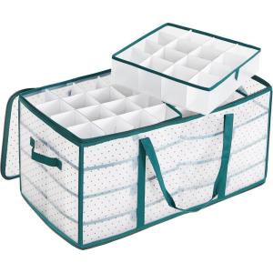 imageSONGMICS Large Christmas Ornament Storage Boxes 3Inch Balls 8 Trays 128 Slots Plastic Christmas Storage Container with Lid Dual Zippers Side Handles Cherry Red URFB029T01Forest Green