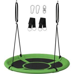 imageSONGMICS Saucer Tree Swing 40 Inch 700 lb Load Includes Hanging Kit Green and Black UGSW001G01