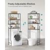 imageSONGMICS 4 Tier Over The Toilet Storage Metal Storage Rack Adjustable Shelves 4 Hooks Roll Holder SpaceSaving Bathroom Storage Shelf Organizer 118 x 248 x 693 Inches Black UBTS013B01Black