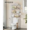 imageSONGMICS 4 Tier Over The Toilet Storage Metal Storage Rack Adjustable Shelves 4 Hooks Roll Holder SpaceSaving Bathroom Storage Shelf Organizer 118 x 248 x 693 Inches Black UBTS013B01Silver Gray