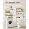 imageSONGMICS 4 Tier Over The Toilet Storage Metal Storage Rack Adjustable Shelves 4 Hooks Roll Holder SpaceSaving Bathroom Storage Shelf Organizer 118 x 248 x 693 Inches Black UBTS013B01Silver Gray