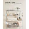 imageSONGMICS 4 Tier Over The Toilet Storage Metal Storage Rack Adjustable Shelves 4 Hooks Roll Holder SpaceSaving Bathroom Storage Shelf Organizer 118 x 248 x 693 Inches Black UBTS013B01Silver Gray