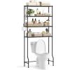imageSONGMICS 4 Tier Over The Toilet Storage Metal Storage Rack Adjustable Shelves 4 Hooks Roll Holder SpaceSaving Bathroom Storage Shelf Organizer 118 x 248 x 693 Inches Black UBTS013B01Black