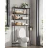 imageSONGMICS 4 Tier Over The Toilet Storage Metal Storage Rack Adjustable Shelves 4 Hooks Roll Holder SpaceSaving Bathroom Storage Shelf Organizer 118 x 248 x 693 Inches Black UBTS013B01Black