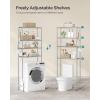 imageSONGMICS 4 Tier Over The Toilet Storage Metal Storage Rack Adjustable Shelves 4 Hooks Roll Holder SpaceSaving Bathroom Storage Shelf Organizer 118 x 248 x 693 Inches Black UBTS013B01Silver Gray