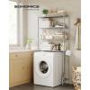 imageSONGMICS 4 Tier Over The Toilet Storage Metal Storage Rack Adjustable Shelves 4 Hooks Roll Holder SpaceSaving Bathroom Storage Shelf Organizer 118 x 248 x 693 Inches Black UBTS013B01Silver Gray