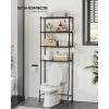 imageSONGMICS 4 Tier Over The Toilet Storage Metal Storage Rack Adjustable Shelves 4 Hooks Roll Holder SpaceSaving Bathroom Storage Shelf Organizer 118 x 248 x 693 Inches Black UBTS013B01Black