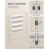 imageSONGMICS 4 Tier Over The Toilet Storage Metal Storage Rack Adjustable Shelves 4 Hooks Roll Holder SpaceSaving Bathroom Storage Shelf Organizer 118 x 248 x 693 Inches Black UBTS013B01Silver Gray