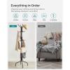 imageSONGMICS Coat Rack Freestanding Metal Coat Rack Stand with 12 Hooks and 4 Legs Holds Clothes Hats and Bags for Entryway Living Room Bedroom White URCR031W01Brown