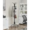 imageSONGMICS Coat Rack Freestanding Metal Coat Rack Stand with 12 Hooks and 4 Legs Holds Clothes Hats and Bags for Entryway Living Room Bedroom White URCR031W01Black