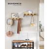 imageSONGMICS Coat Rack Wall Mount Coat Hooks Wall Mounted 4 Double Metal Hooks for Bags Hats Towels for Entryway Living Room Bedroom Loads up to 353 lb Natural Beige ULCR006N01Natural Beige