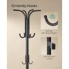 imageSONGMICS Freestanding Coat Rack with Umbrella Holder Metal Stand with 12 Hooks For Entryways Hallways Living Rooms Bedrooms Ink BlackInk Black