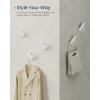 imageSONGMICS HOME Coat Hooks 4 Pack Wall Hooks for Hanging Coats Towels Each Holds up to 11 lb EggInspired Design for Living Room Bedroom Entryway Pearl White ULCR039W01Pearl White