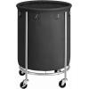 imageSONGMICS Laundry Basket with Wheels Rolling Laundry Hamper 29 Gal Round Laundry Cart with Steel Frame and Removable Bag 4 Casters and 2 Brakes Black and Silver URLS002B01Black  Silver