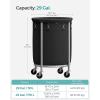 imageSONGMICS Laundry Basket with Wheels Rolling Laundry Hamper 29 Gal Round Laundry Cart with Steel Frame and Removable Bag 4 Casters and 2 Brakes Black and Silver URLS002B01Black  Silver