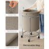 imageSONGMICS Laundry Basket with Wheels Rolling Laundry Hamper 29 Gal Round Laundry Cart with Steel Frame and Removable Bag 4 Casters and 2 Brakes Black and Silver URLS002B01Camel Brown  Silver