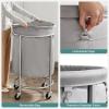 imageSONGMICS Laundry Basket with Wheels Rolling Laundry Hamper 29 Gal Round Laundry Cart with Steel Frame and Removable Bag 4 Casters and 2 Brakes Black and Silver URLS002B01Gray  Silver