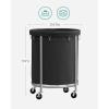 imageSONGMICS Laundry Basket with Wheels Rolling Laundry Hamper 29 Gal Round Laundry Cart with Steel Frame and Removable Bag 4 Casters and 2 Brakes Black and Silver URLS002B01Black  Silver