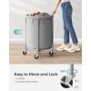 imageSONGMICS Laundry Basket with Wheels Rolling Laundry Hamper 29 Gal Round Laundry Cart with Steel Frame and Removable Bag 4 Casters and 2 Brakes Black and Silver URLS002B01Gray  Silver