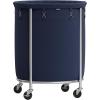 imageSONGMICS Laundry Basket with Wheels Rolling Laundry Hamper 29 Gal Round Laundry Cart with Steel Frame and Removable Bag 4 Casters and 2 Brakes Black and Silver URLS002B01Charcoal Blue  Silver