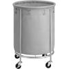 imageSONGMICS Laundry Basket with Wheels Rolling Laundry Hamper 29 Gal Round Laundry Cart with Steel Frame and Removable Bag 4 Casters and 2 Brakes Black and Silver URLS002B01Gray  Silver