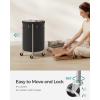 imageSONGMICS Laundry Basket with Wheels Rolling Laundry Hamper 29 Gal Round Laundry Cart with Steel Frame and Removable Bag 4 Casters and 2 Brakes Black and Silver URLS002B01Black  Silver