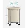 imageSONGMICS Laundry Basket with Wheels Rolling Laundry Hamper 29 Gal Round Laundry Cart with Steel Frame and Removable Bag 4 Casters and 2 Brakes Black and Silver URLS002B01Cream  Silver