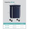 imageSONGMICS Laundry Basket with Wheels Rolling Laundry Hamper 29 Gal Round Laundry Cart with Steel Frame and Removable Bag 4 Casters and 2 Brakes Black and Silver URLS002B01Charcoal Blue  Silver