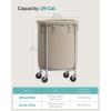 imageSONGMICS Laundry Basket with Wheels Rolling Laundry Hamper 29 Gal Round Laundry Cart with Steel Frame and Removable Bag 4 Casters and 2 Brakes Black and Silver URLS002B01Camel Brown  Silver