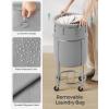 imageSONGMICS Laundry Basket with Wheels Rolling Laundry Hamper 29 Gal Round Laundry Cart with Steel Frame and Removable Bag 4 Casters and 2 Brakes Black and Silver URLS002B01Gray  Silver