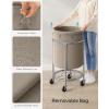 imageSONGMICS Laundry Basket with Wheels Rolling Laundry Hamper 29 Gal Round Laundry Cart with Steel Frame and Removable Bag 4 Casters and 2 Brakes Black and Silver URLS002B01Camel Brown  Silver