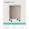 imageSONGMICS Laundry Basket with Wheels Rolling Laundry Hamper 29 Gal Round Laundry Cart with Steel Frame and Removable Bag 4 Casters and 2 Brakes Black and Silver URLS002B01Camel Brown  Silver
