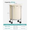 imageSONGMICS Laundry Basket with Wheels Rolling Laundry Hamper 29 Gal Round Laundry Cart with Steel Frame and Removable Bag 4 Casters and 2 Brakes Black and Silver URLS002B01Cream  Silver