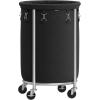 imageSONGMICS Laundry Basket with Wheels Rolling Laundry Hamper 29 Gal Round Laundry Cart with Steel Frame and Removable Bag 4 Casters and 2 Brakes Black and Silver URLS002B01Black  Silver
