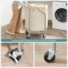 imageSONGMICS Laundry Basket with Wheels Rolling Laundry Hamper 29 Gal Round Laundry Cart with Steel Frame and Removable Bag 4 Casters and 2 Brakes Black and Silver URLS002B01Cream  Silver