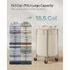 imageSONGMICS Laundry Basket with Wheels Rolling Laundry Hamper 29 Gal Round Laundry Cart with Steel Frame and Removable Bag 4 Casters and 2 Brakes Black and Silver URLS002B01Cream  Silver