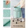 imageSONGMICS Laundry Basket with Wheels Rolling Laundry Hamper 29 Gal Round Laundry Cart with Steel Frame and Removable Bag 4 Casters and 2 Brakes Black and Silver URLS002B01Mint Green  Silver