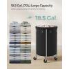 imageSONGMICS Laundry Basket with Wheels Rolling Laundry Hamper 29 Gal Round Laundry Cart with Steel Frame and Removable Bag 4 Casters and 2 Brakes Black and Silver URLS002B01Black  Silver