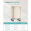 imageSONGMICS Laundry Basket with Wheels Rolling Laundry Hamper 29 Gal Round Laundry Cart with Steel Frame and Removable Bag 4 Casters and 2 Brakes Black and Silver URLS002B01Cream  Silver