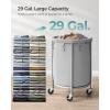 imageSONGMICS Laundry Basket with Wheels Rolling Laundry Hamper 29 Gal Round Laundry Cart with Steel Frame and Removable Bag 4 Casters and 2 Brakes Black and Silver URLS002B01Gray  Silver