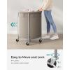 imageSONGMICS Laundry Basket with Wheels Rolling Laundry Hamper 29 Gal Round Laundry Cart with Steel Frame and Removable Bag 4 Casters and 2 Brakes Black and Silver URLS002B01Camel Brown  Silver