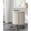 imageSONGMICS Laundry Basket with Wheels Rolling Laundry Hamper 29 Gal Round Laundry Cart with Steel Frame and Removable Bag 4 Casters and 2 Brakes Black and Silver URLS002B01Cream  Silver