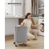 imageSONGMICS Laundry Basket with Wheels Rolling Laundry Hamper 29 Gal Round Laundry Cart with Steel Frame and Removable Bag 4 Casters and 2 Brakes Black and Silver URLS002B01Gray  Silver