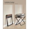 imageSONGMICS Luggage Rack Foldable Suitcase Stand Metal Luggage Holder Synthetic Leather Easy to Assemble for Guest Room Hotel Bedroom Walnut Brown and Ink Black URLR009K01Walnut Brown