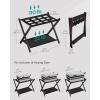 imageSONGMICS Luggage Racks for Guest Room Set of 2 Suitcase Stand with Fabric Storage Shelf Foldable for SpaceSaving Storage Steel Frame Hotel Bedroom Black URLR004B02Chestnut Brown
