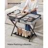 imageSONGMICS Luggage Racks for Guest Room Set of 2 Suitcase Stand with Fabric Storage Shelf Foldable for SpaceSaving Storage Steel Frame Hotel Bedroom Black URLR004B02Chestnut Brown
