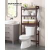 imageSONGMICS Over The Toilet Storage 3Tier Over Toilet Bathroom Organizer with Adjustable Shelf 102 x 248 x 669 Inches SpaceSaving Gray UBTS001G01Brown