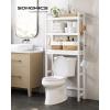imageSONGMICS Over The Toilet Storage 3Tier Over Toilet Bathroom Organizer with Adjustable Shelf 102 x 248 x 669 Inches SpaceSaving Gray UBTS001G01Cloud White