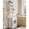 imageSONGMICS Over The Toilet Storage 3Tier Over Toilet Bathroom Organizer with Adjustable Shelf 102 x 248 x 669 Inches SpaceSaving Gray UBTS001G01Cloud White