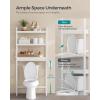 imageSONGMICS Over The Toilet Storage 3Tier Over Toilet Bathroom Organizer with Adjustable Shelf 102 x 248 x 669 Inches SpaceSaving Gray UBTS001G01Cloud White
